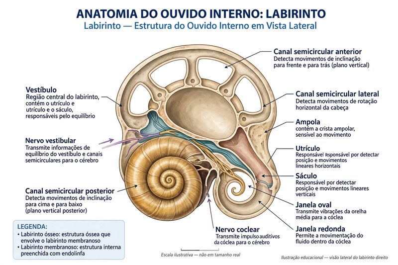 O que é labirintite e onde fica o labirinto no ouvido interno