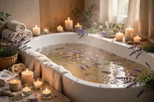 banho relaxante com óleo de lavanda fibromialgia