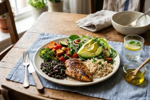 Prato equilibrado para uma alimentação saudável no emagrecimento