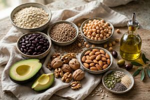 Alimentos ricos em fibras e gorduras insaturadas para uma alimentação equilibrada