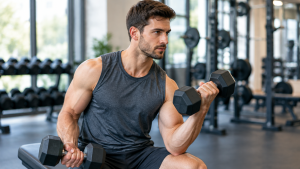 Pessoa praticando exercício de força em uma academia
